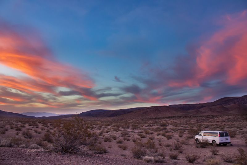 road through the desert landscape sunset and sunrise