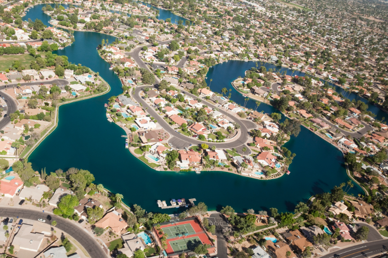 Aerial View of Planned Lake Community 